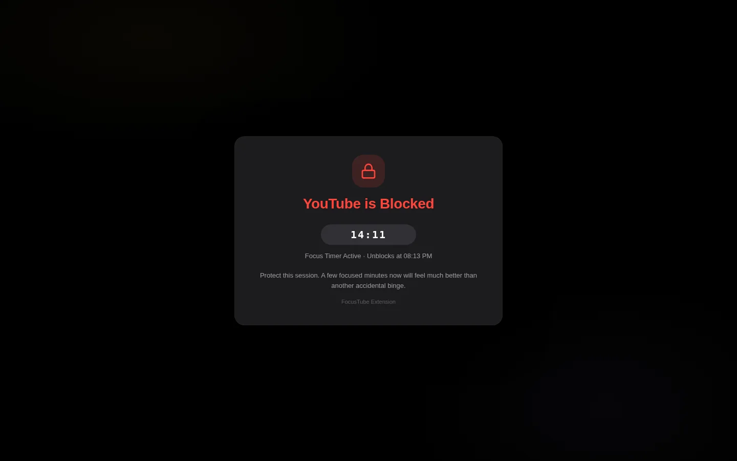 Focus Timer overlay with a live countdown